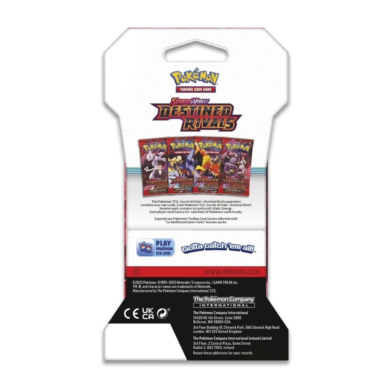 Pokémon Scarlet & Violet — Destined Rivals booster pack artwork featuring Team Rocket and other characters; single sleeved booster pack with random art.
