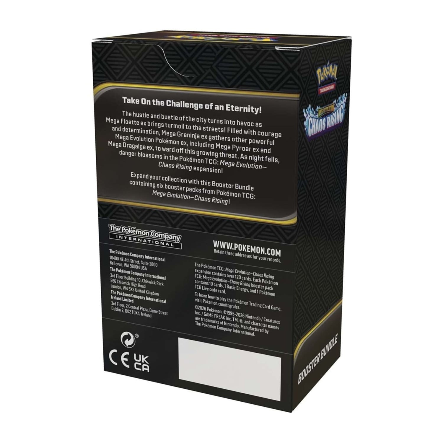 Sealed Pokémon TCG Mega Evolution — Chaos Rising booster bundle box and six booster packs