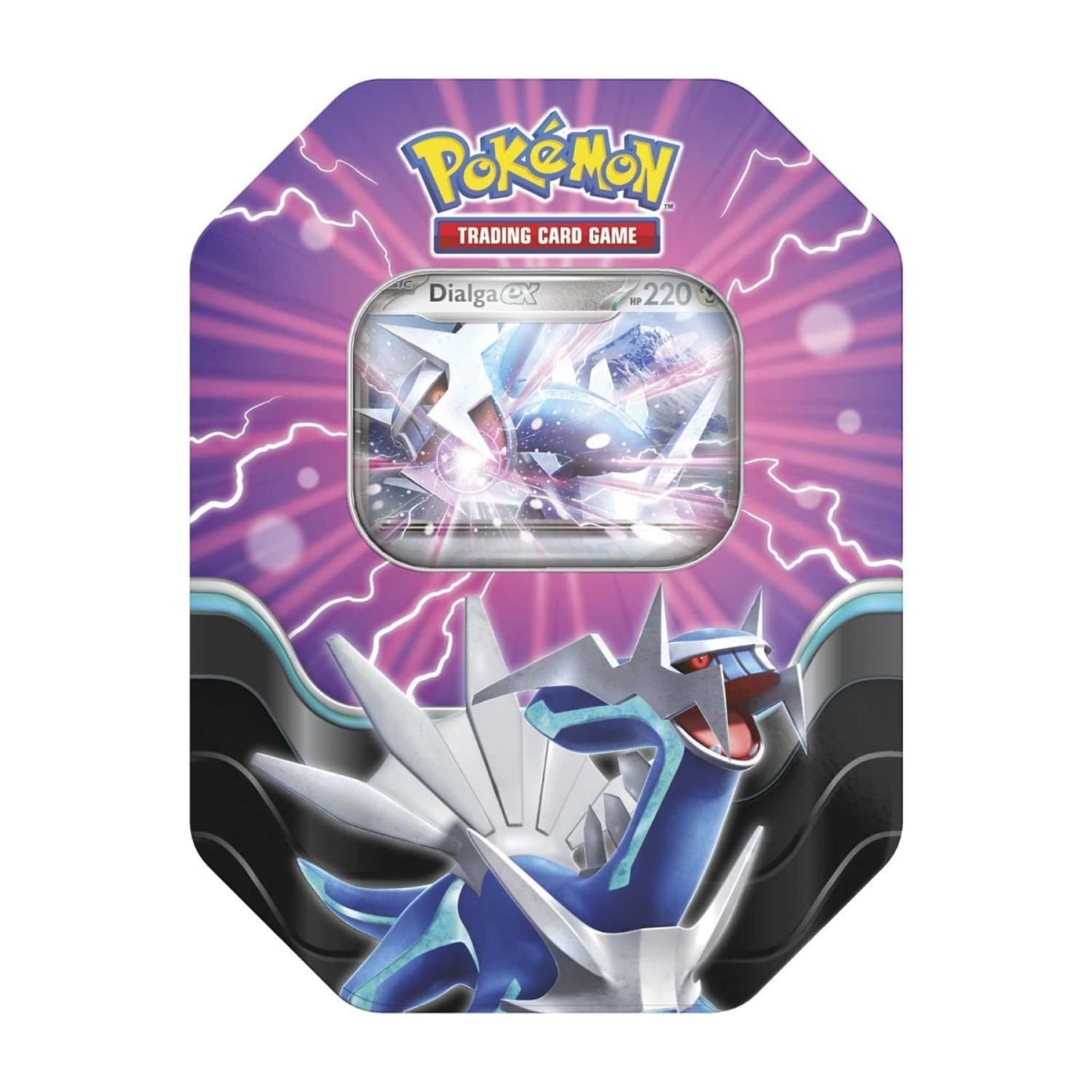 Sealed Pokémon Azure Legends tin showing Dialga ex foil promo card, booster packs and Pokémon TCG Live code card