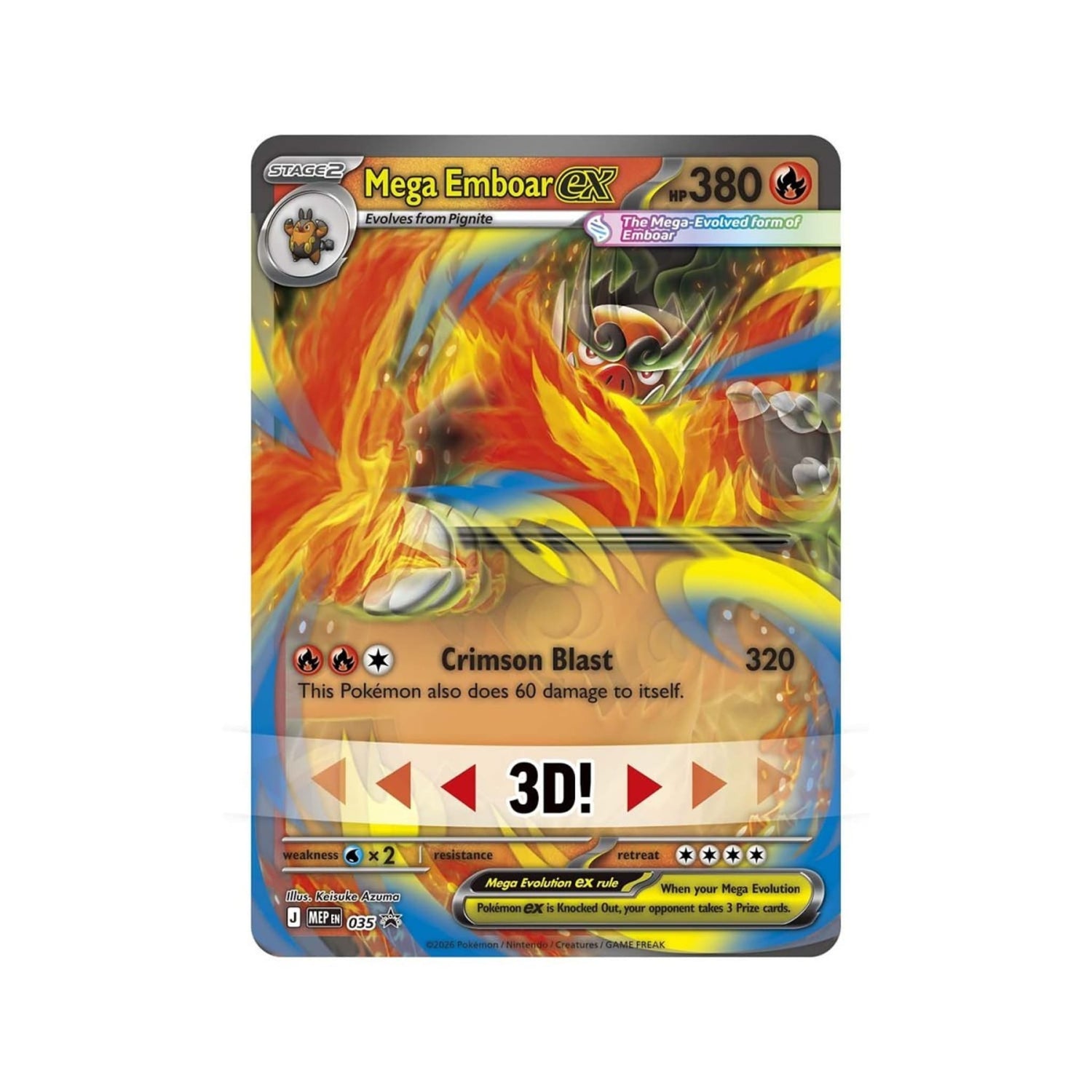 Sealed Pokémon TCG Mega Emboar ex Box — includes foil promo, lenticular card and booster packs