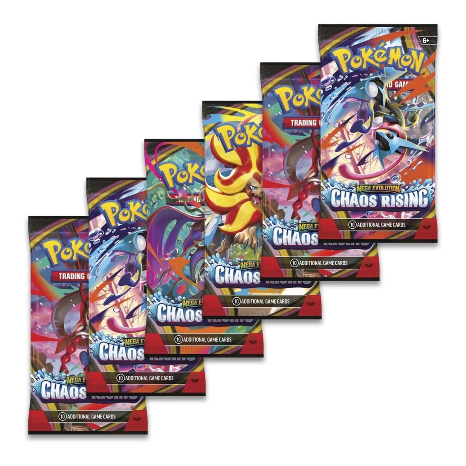 Sealed Pokémon TCG Mega Evolution — Chaos Rising booster bundle box and six booster packs
