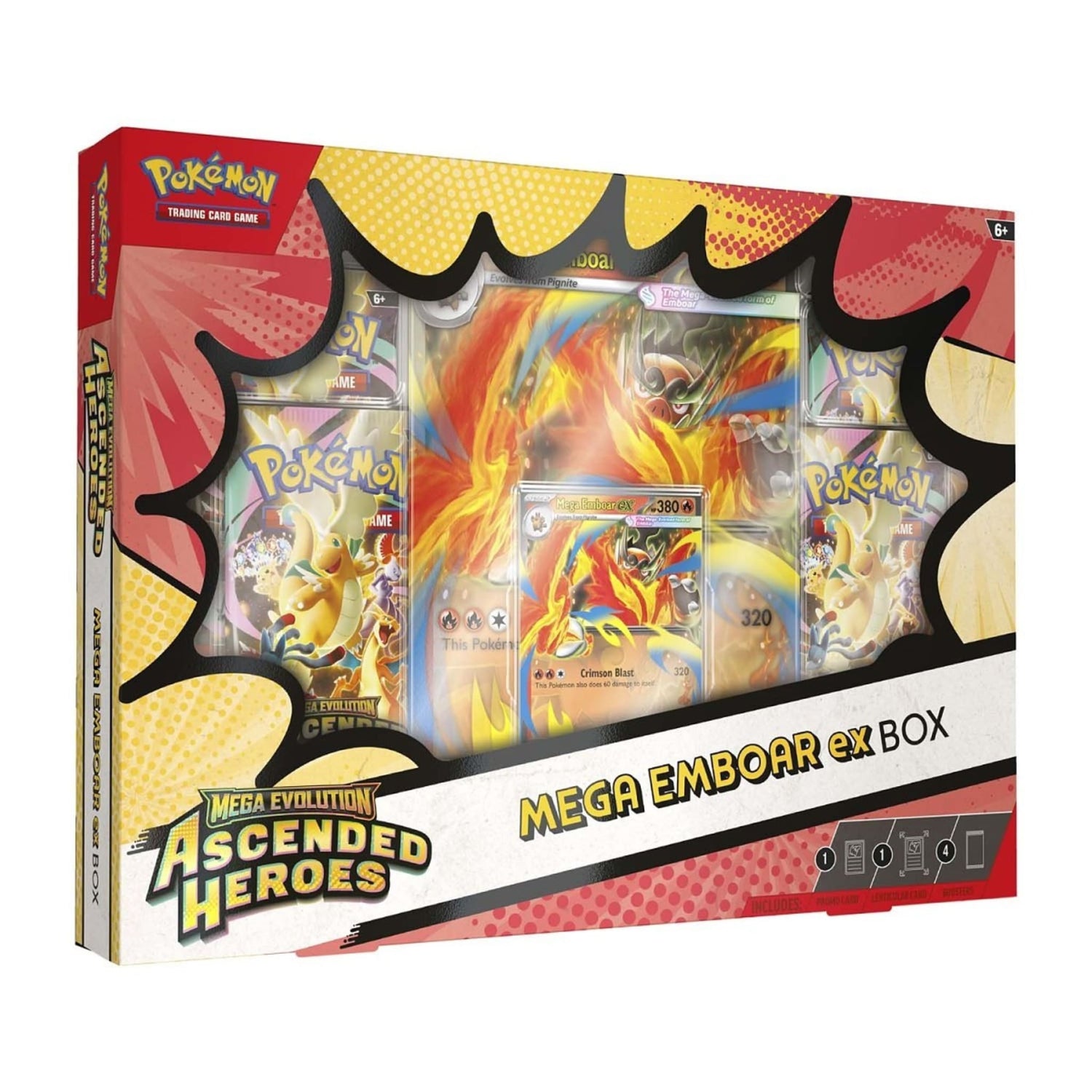 Sealed Pokémon TCG Mega Emboar ex Box — includes foil promo, lenticular card and booster packs