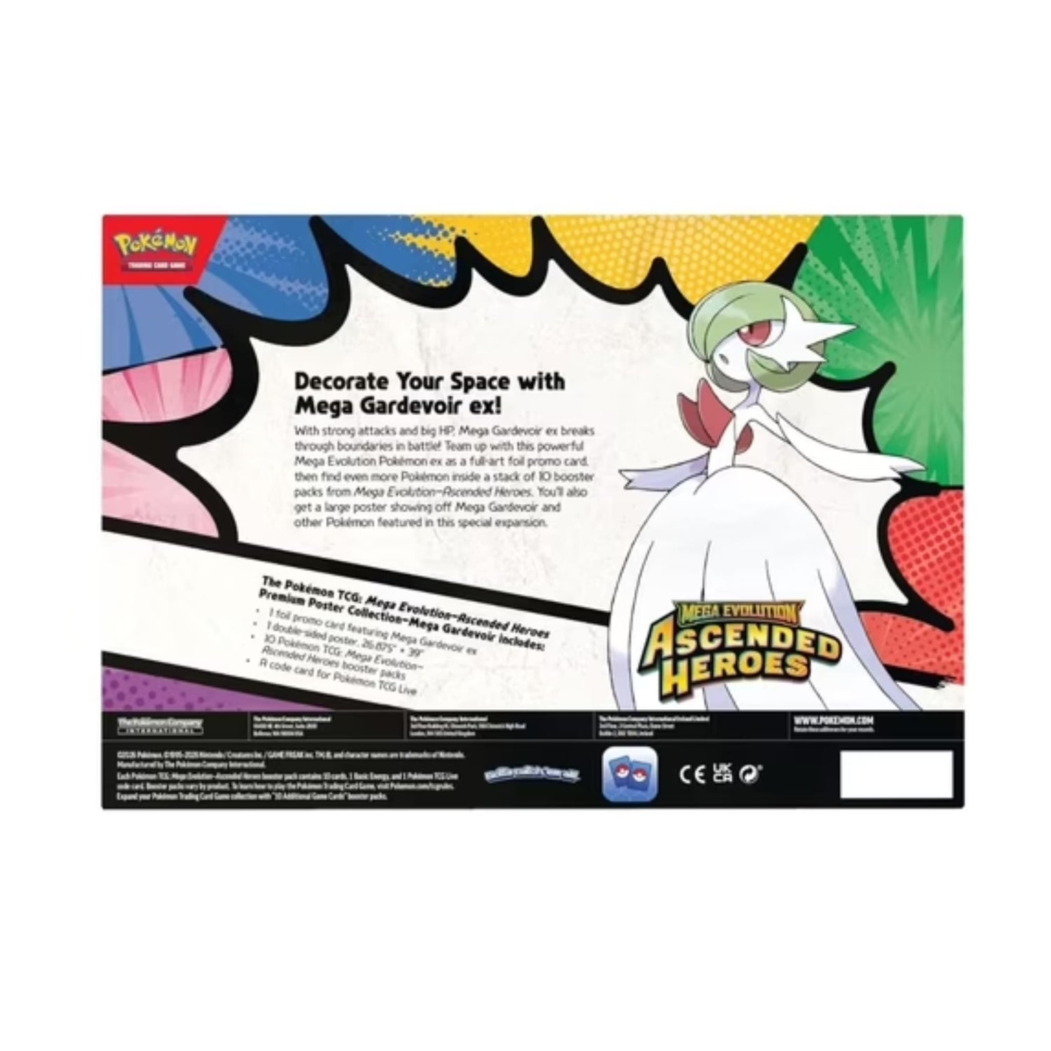 Sealed Pokémon TCG Mega Gardevoir ex Premium Poster Collection box showing full-art promo, poster and booster packs in original retail packaging.