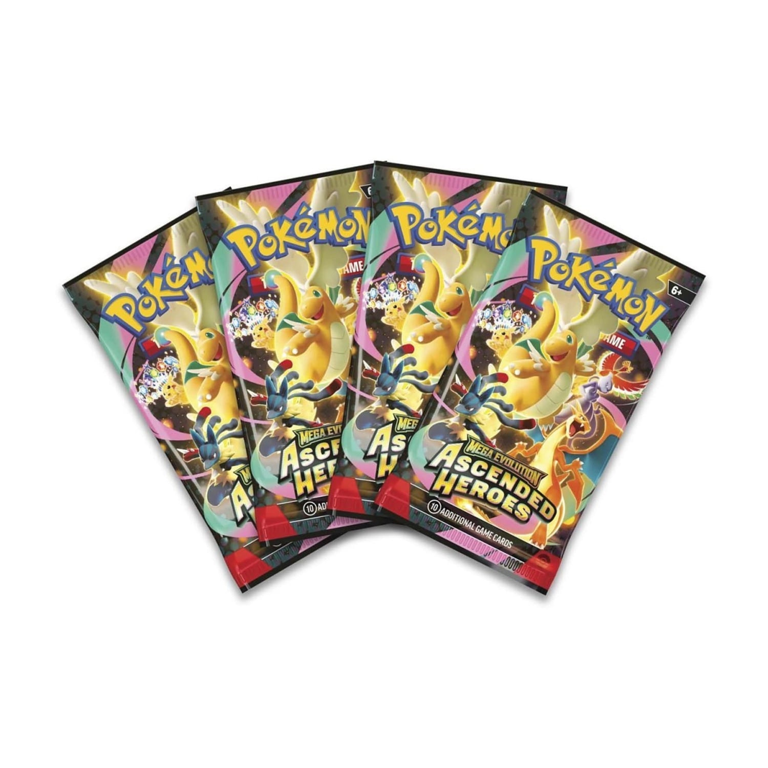 Sealed Pokémon TCG Mega Feraligatr ex Box (Mega Evolution—Ascended Heroes) showing foil promo card, oversize lenticular card and four booster packs