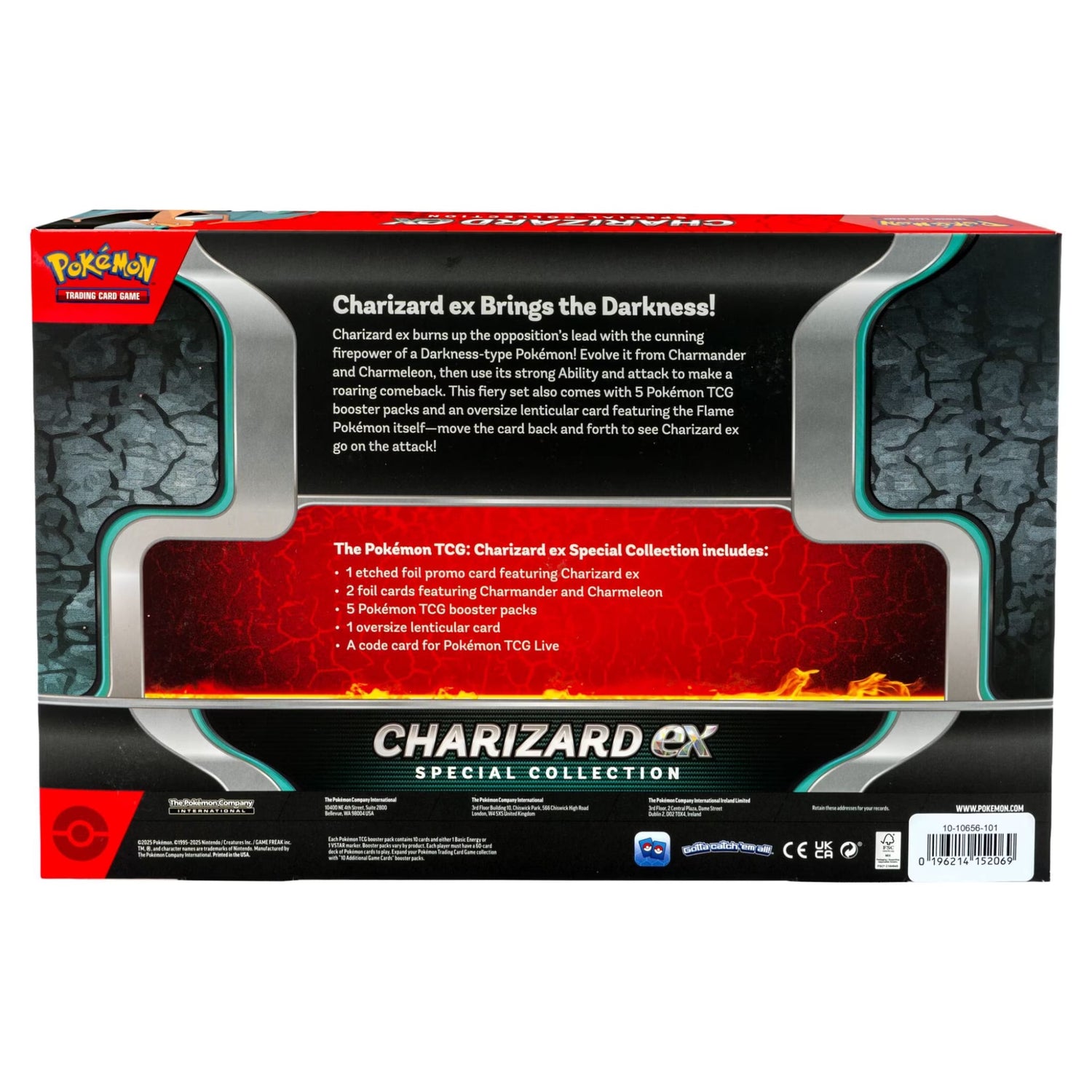 Sealed Pokémon Charizard ex Special Collection box showing booster packs, promo foil cards and oversized lenticular Charizard ex