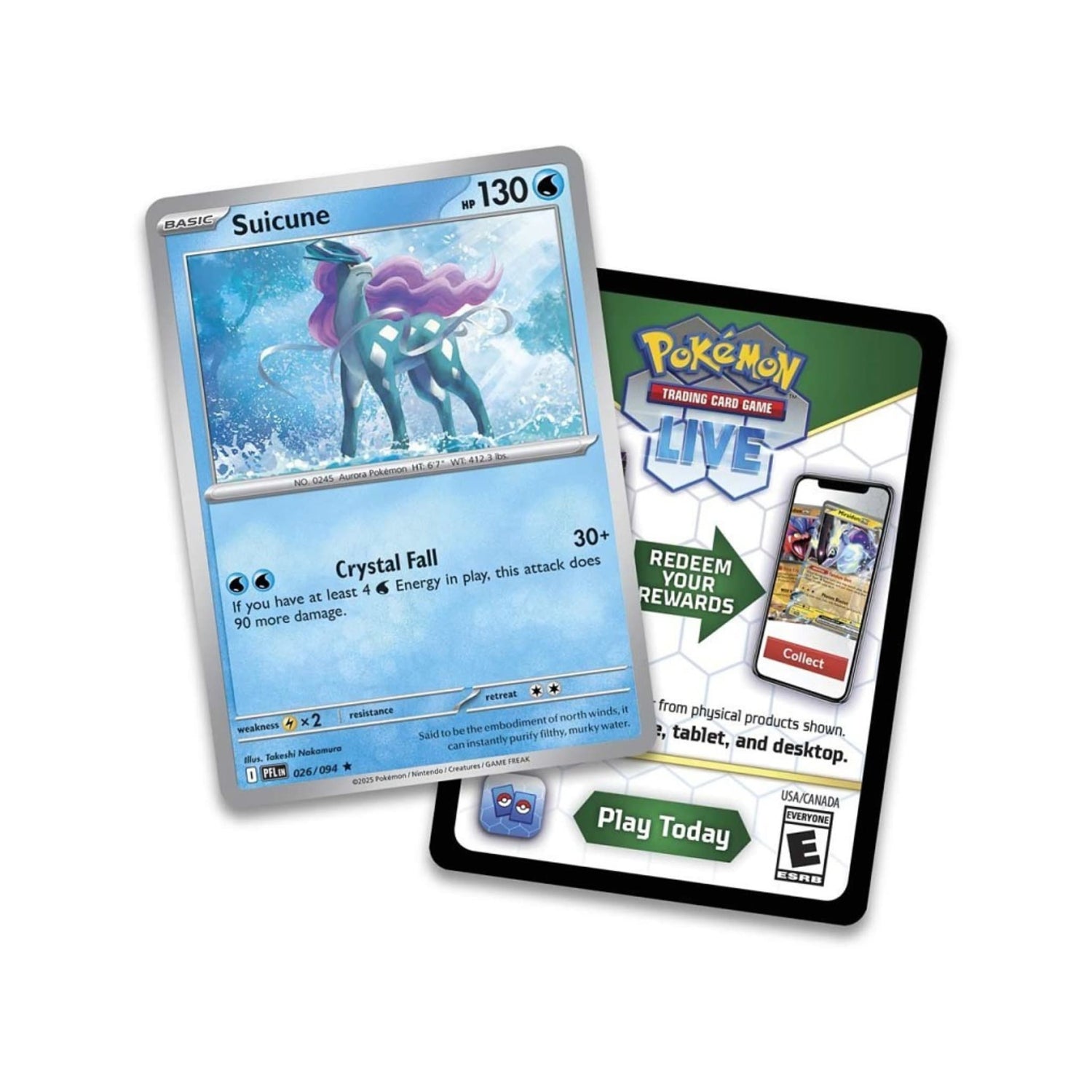 Sealed Pokémon Knock Out Collection package showing a foil Suicune card, sticker sheet and two booster packs.