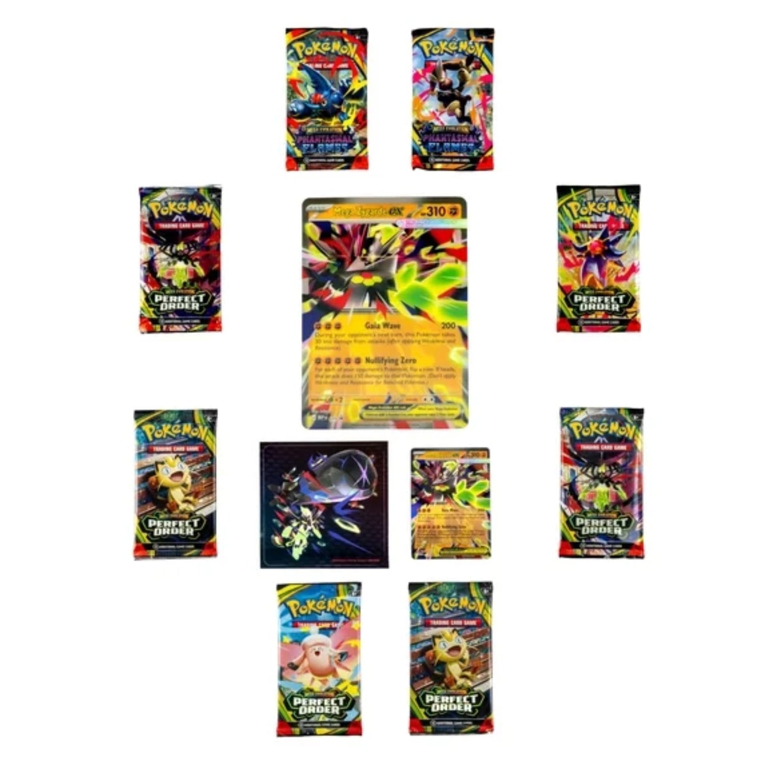 Sealed Mega Zygarde ex Premium Collection box showing the foil promo card, oversize lenticular, tech sticker and several booster packs.