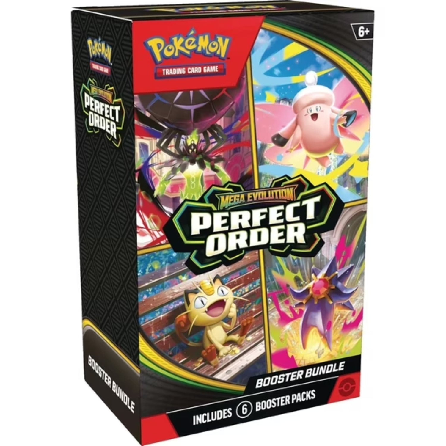 Pokémon TCG Mega Evolution—Perfect Order Booster Bundle box and booster pack artwork