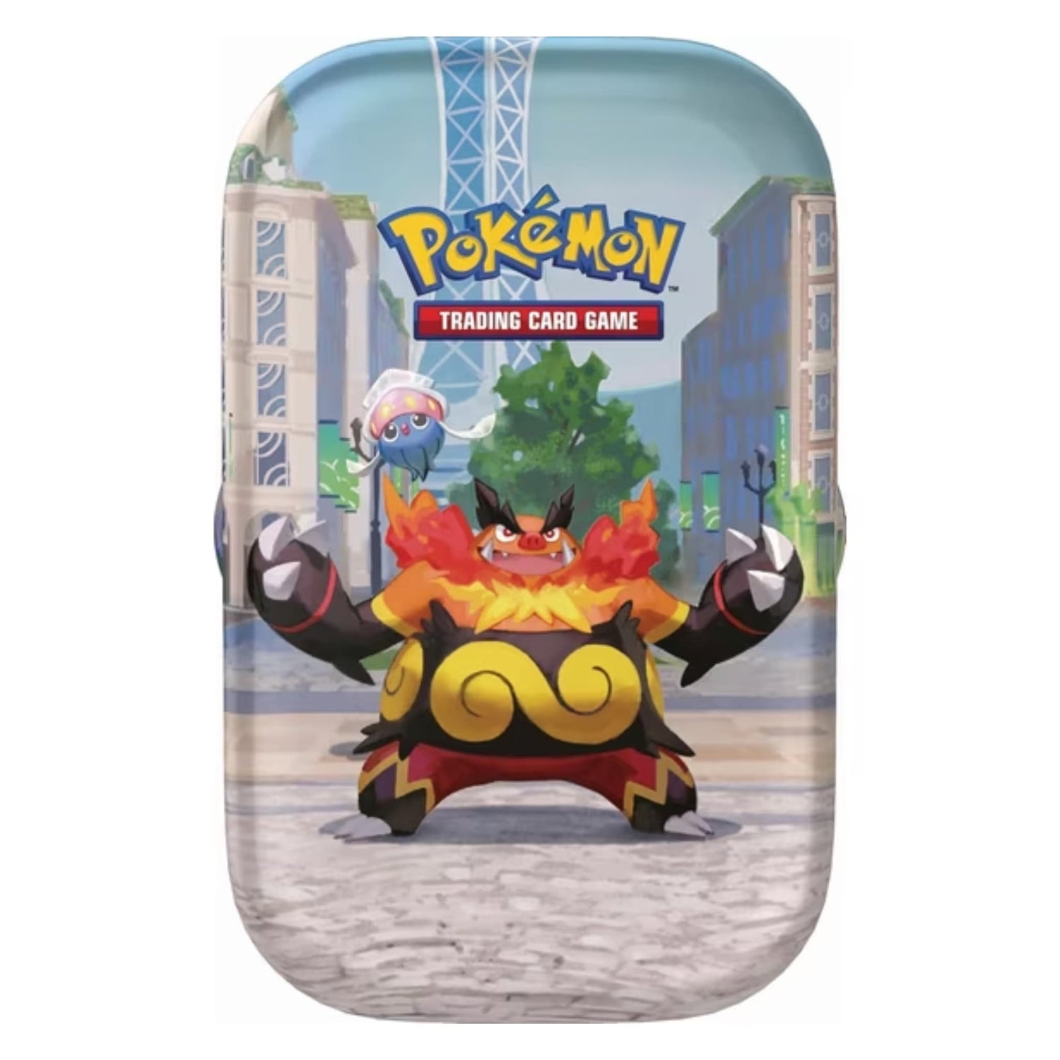 Lumiose City Mini Tin featuring Emboar and Inkay artwork