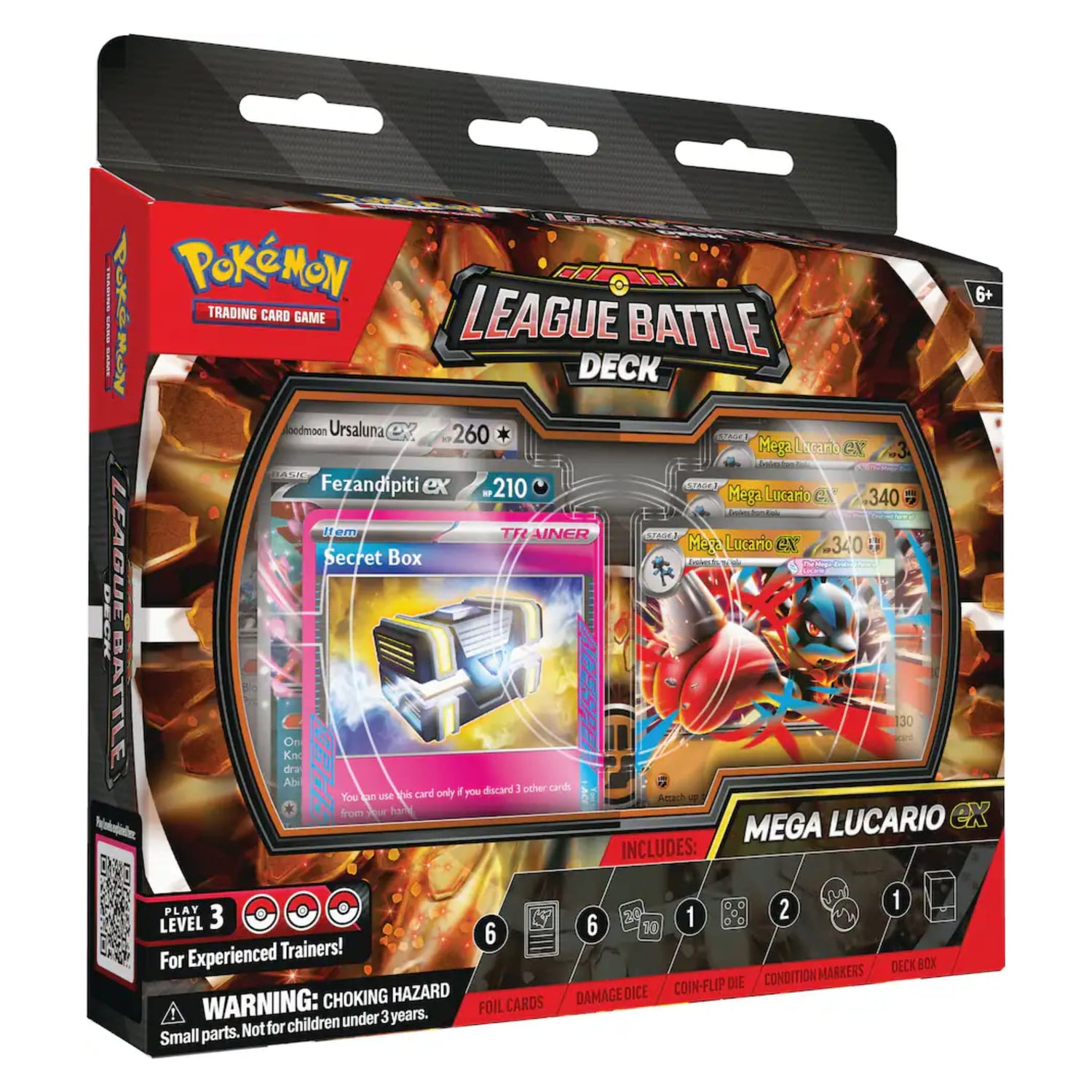 Sealed Pokémon League Battle Deck box featuring Mega Lucario ex — includes ready-to-play 60-card deck and accessories.