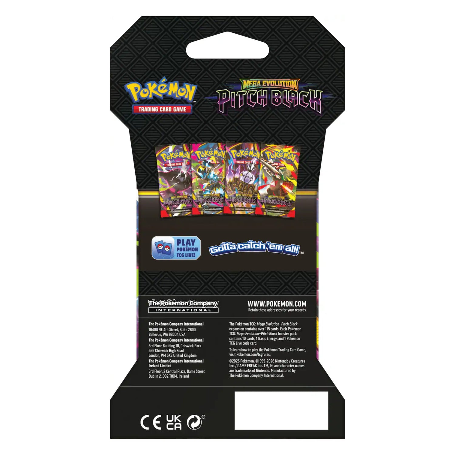 Pokémon TCG Mega Evolution—Pitch Black sleeved booster pack (styles may vary)