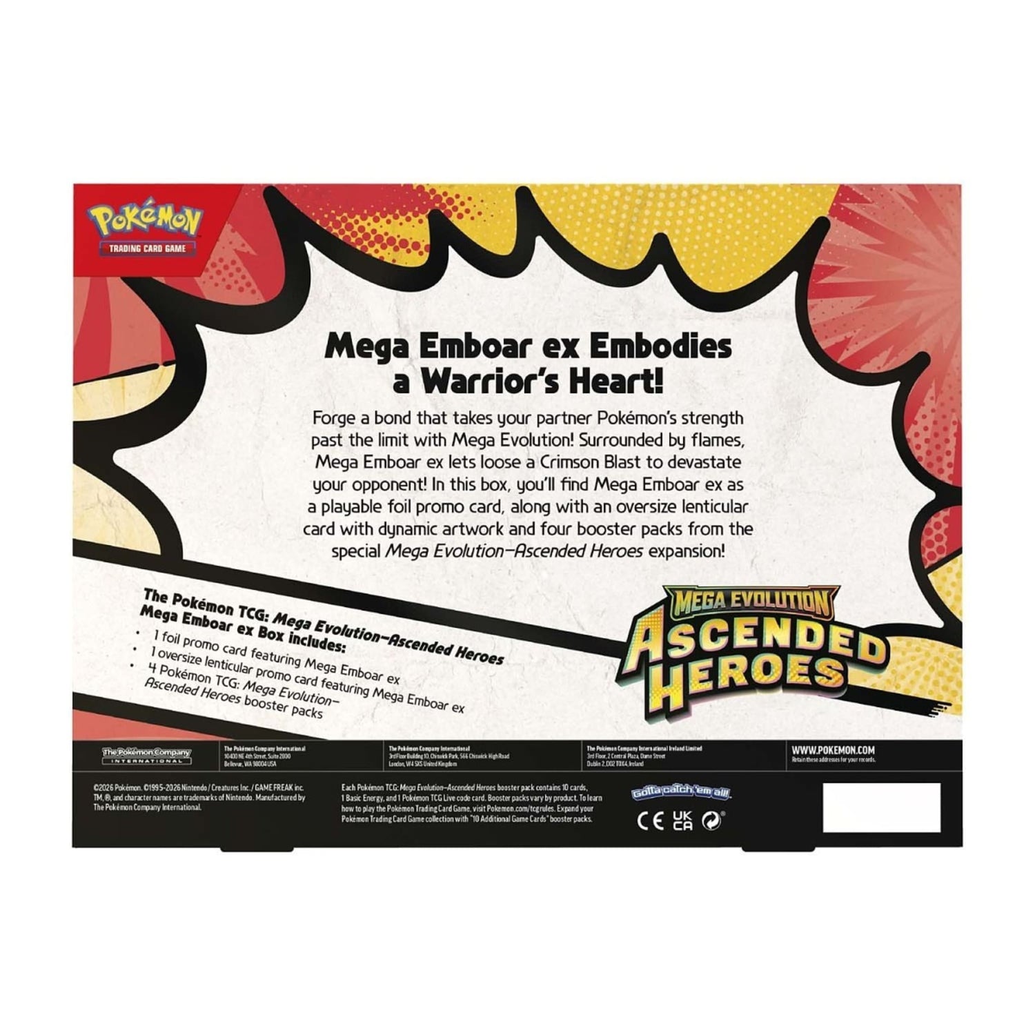 Sealed Pokémon TCG Mega Emboar ex Box — includes foil promo, lenticular card and booster packs
