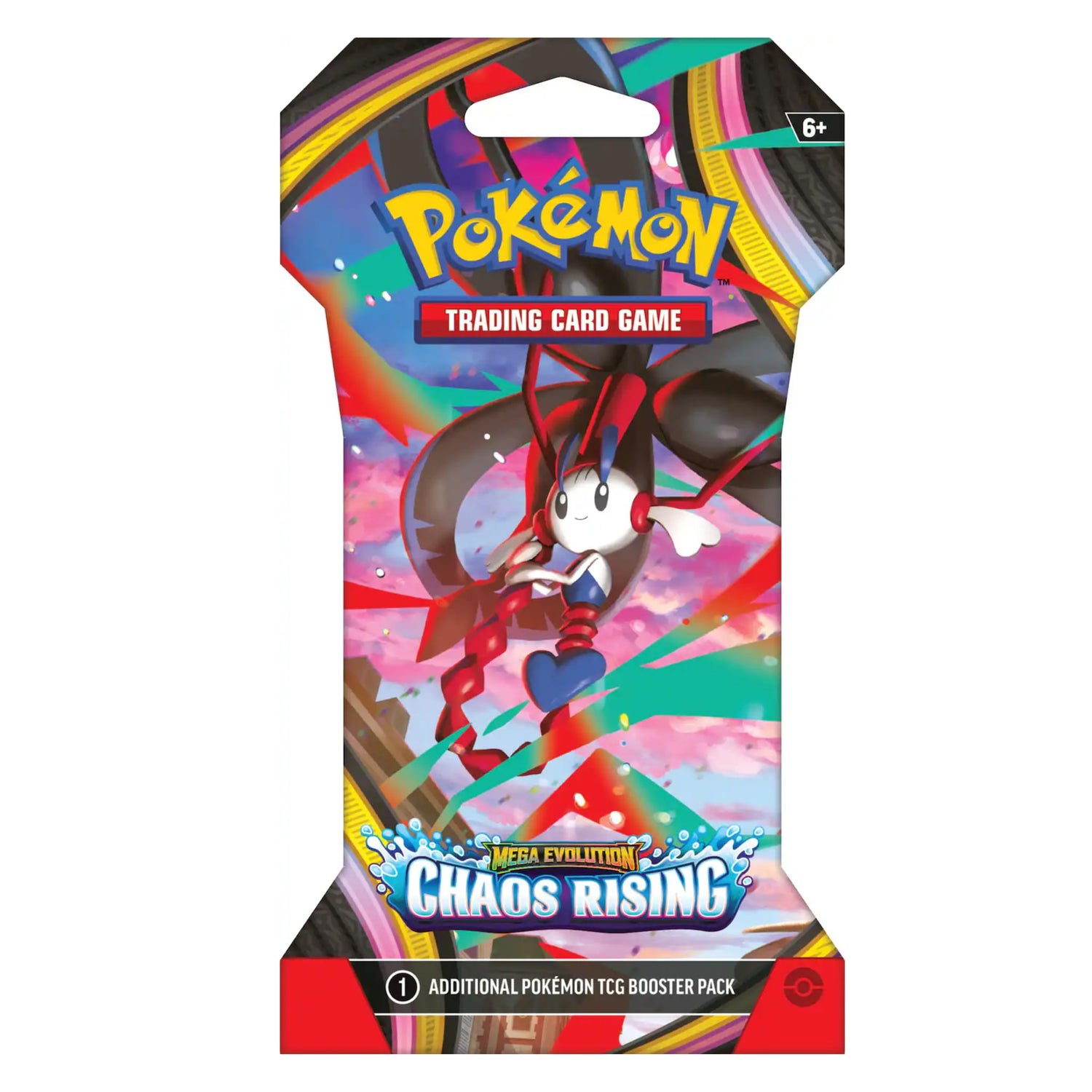 Sealed Pokémon TCG Mega Evolution Chaos Rising sleeved booster pack featuring Mega Greninja, Mega Floette, Mega Pyroar and Mega Dragalge artwork