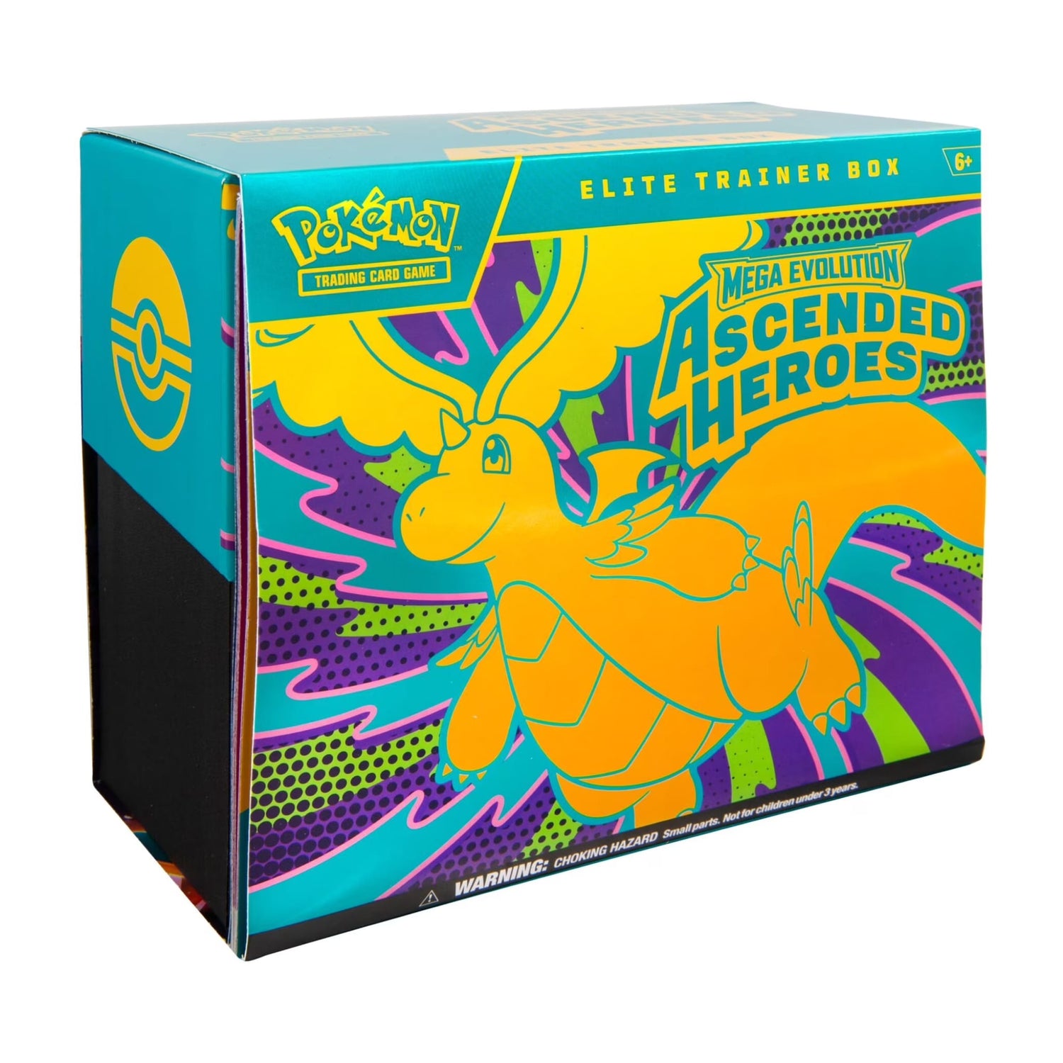 Sealed Pokémon Mega Evolution—Ascended Heroes Elite Trainer Box showing box artwork, promo foil card, booster packs and accessories