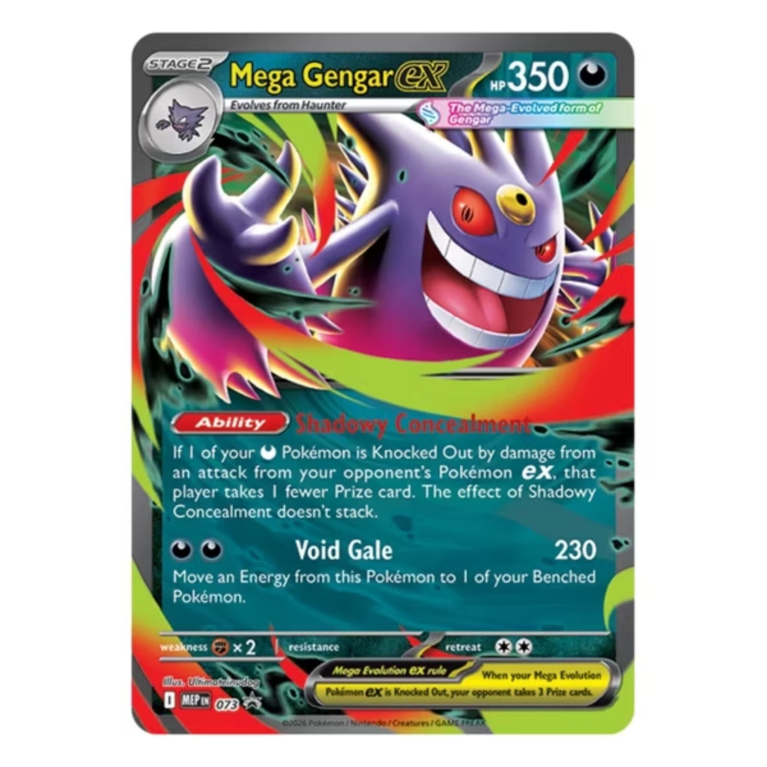 Sealed Pokémon tin showing Mega Gengar ex foil promo card artwork